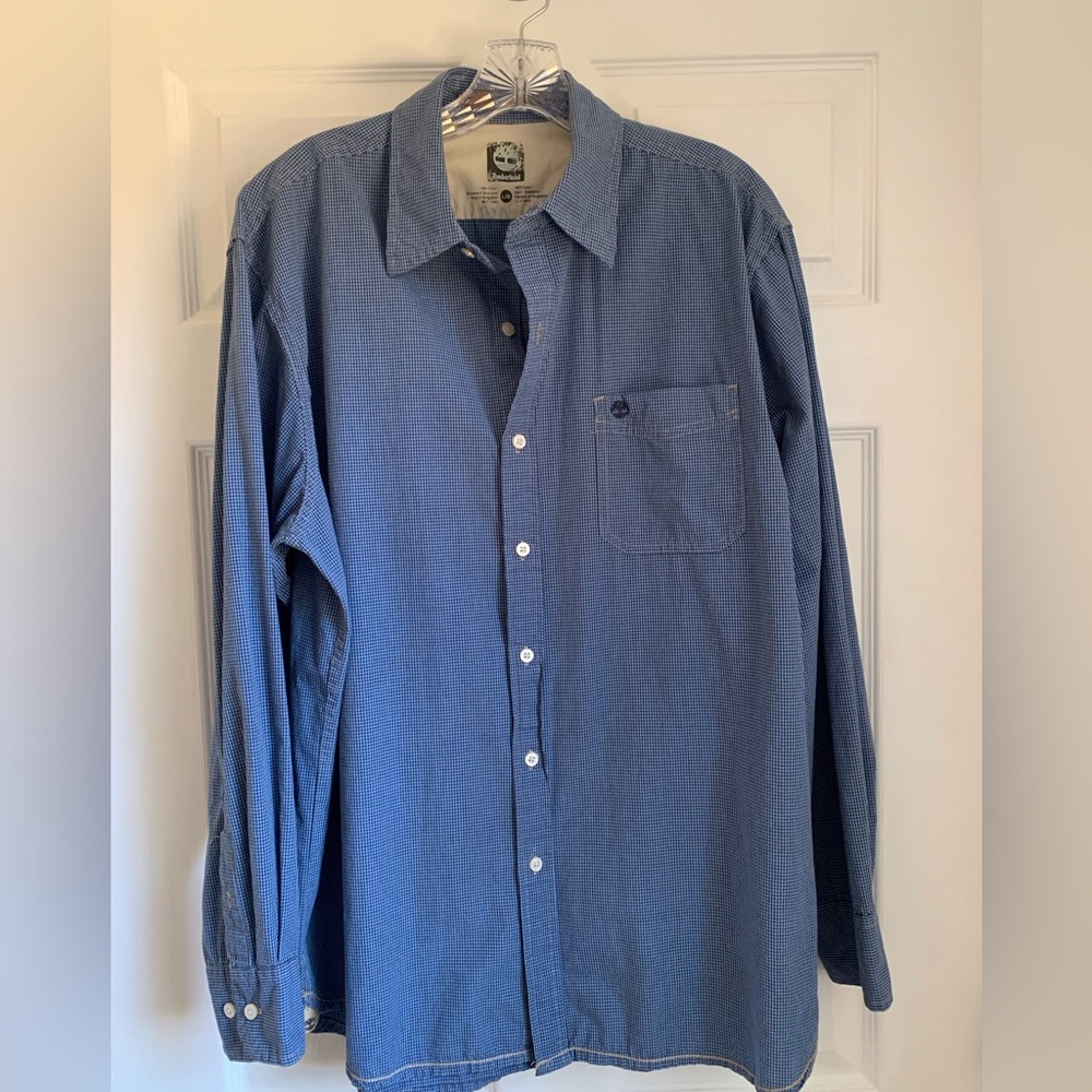 Timberland Men's Blue Casual Button-Down Shirt Long Sleeves